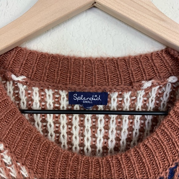 SPLENDID Spring Pink Crop Waffle Knit Sweater Size S - Picture 4 of 5